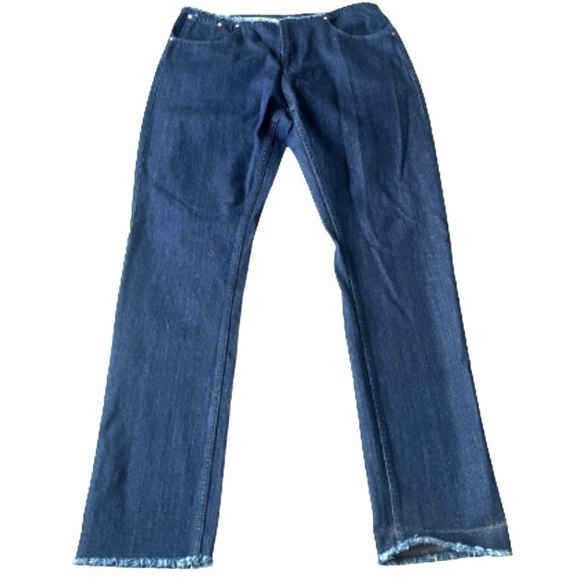 Asos straight leg distressed hem and waist nwt mens dark jeans size 34 x 34 - Picture 1 of 10